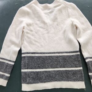 Banana Republic Cream and Gray Striped Sweater